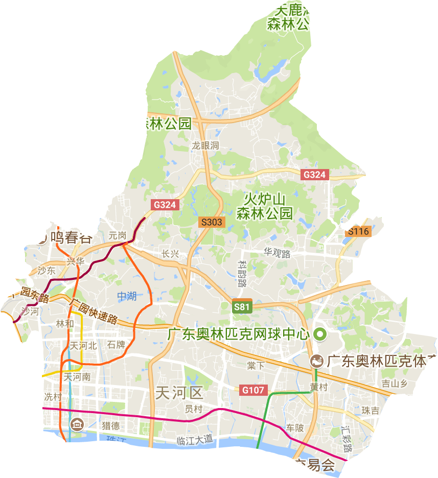 天河区地图 广州天河区详细地图_广东省广州市天河区地图全图