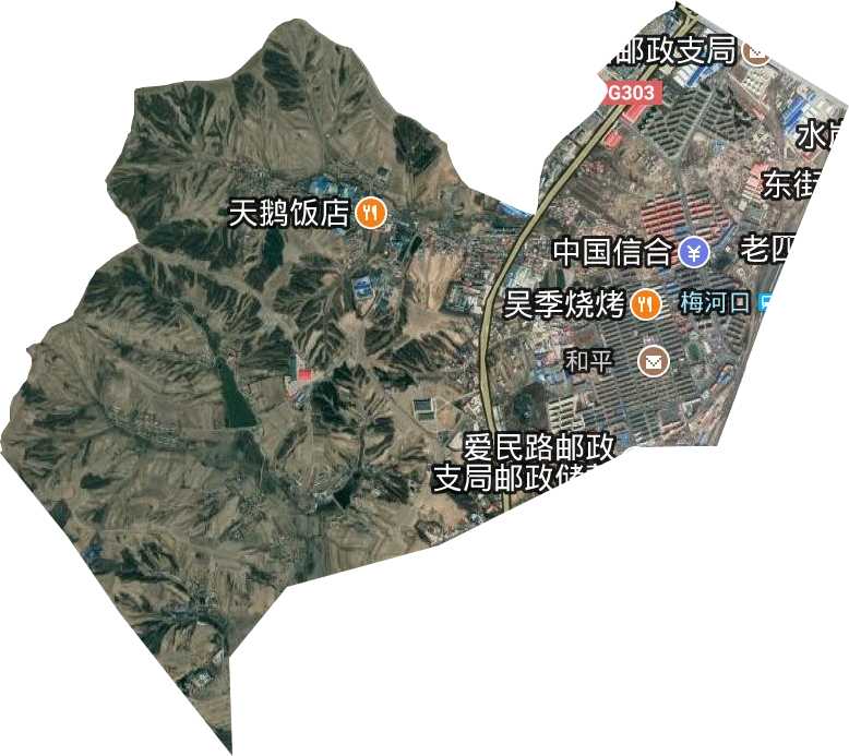 和平街道办事处（梅河口市经济贸易开发区）卫星图