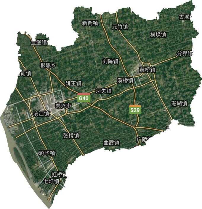 泰兴市卫星图