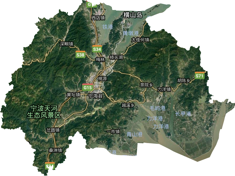 宁海县高清卫星地图,宁海县高清谷歌卫星地图