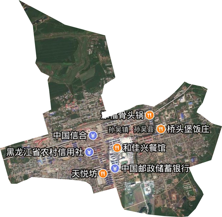 孙吴城区街道卫星图