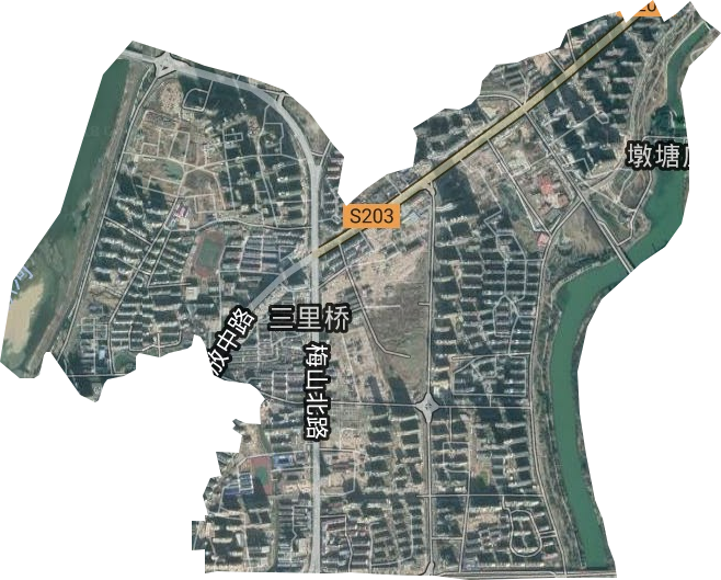 三里桥街道卫星图