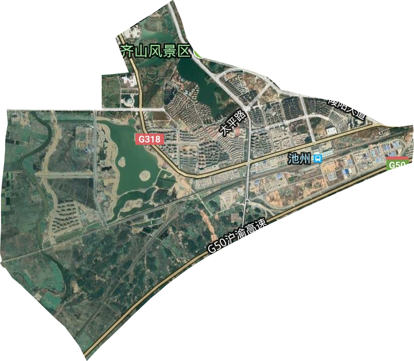 池州市火车站站前区卫星图