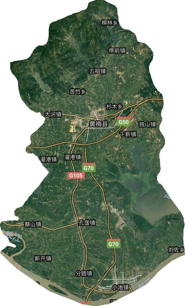 黄梅县卫星图