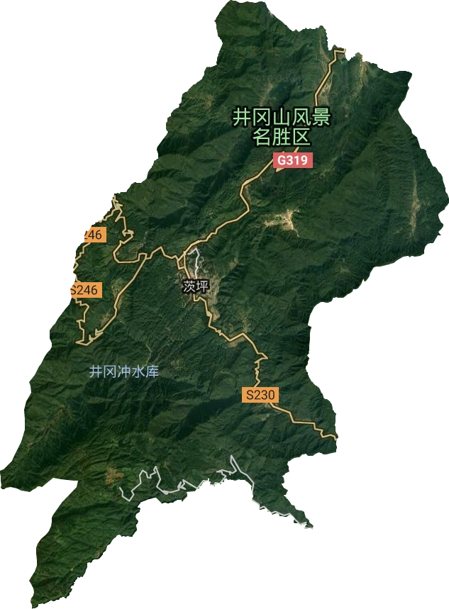 井冈山自然保护区卫星图