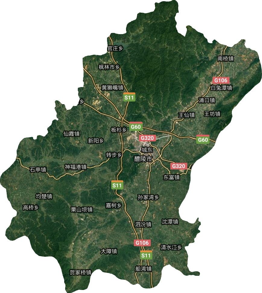 醴陵市卫星图
