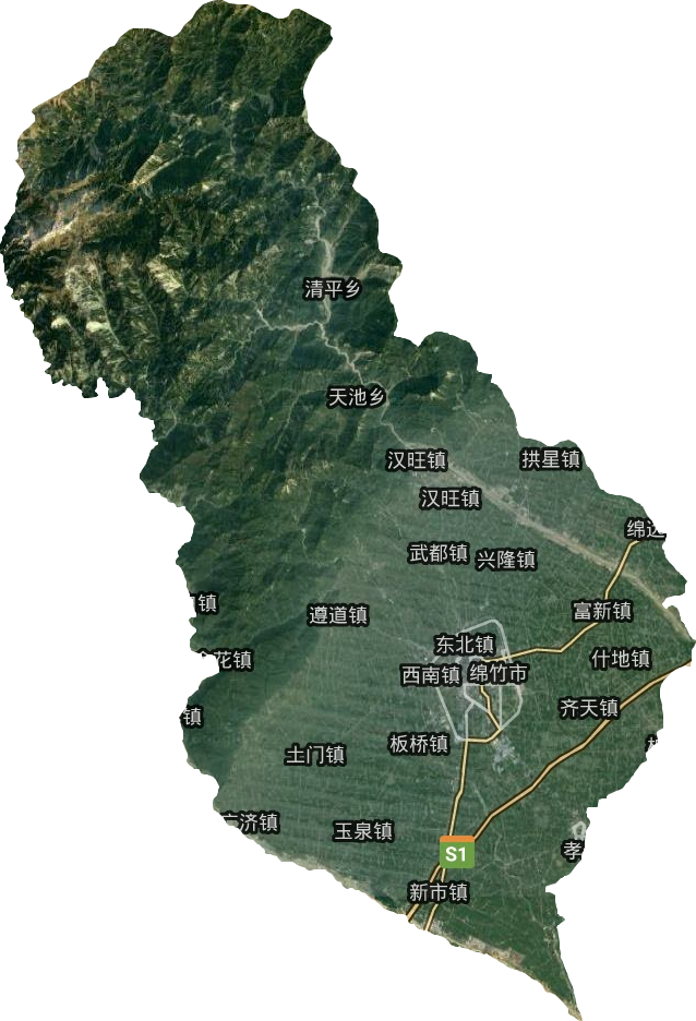 绵竹市卫星图