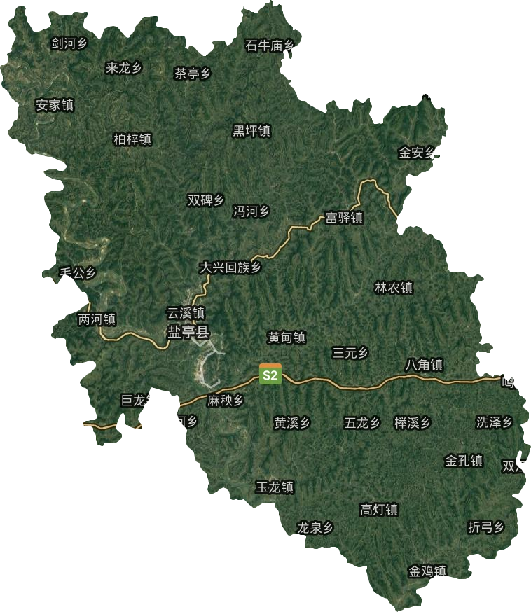 盐亭县卫星图