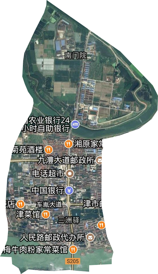 三洲驿街道卫星图
