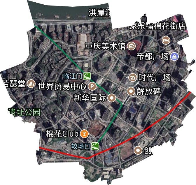 解放碑街道卫星图
