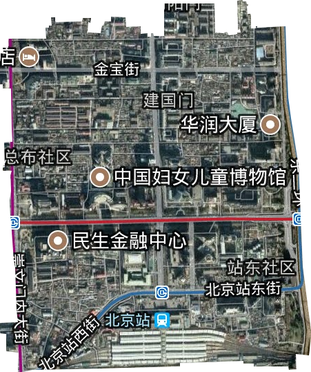 建国门街道卫星图
