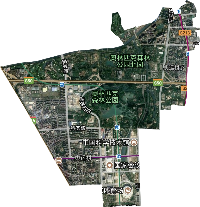 奥运村街道卫星图