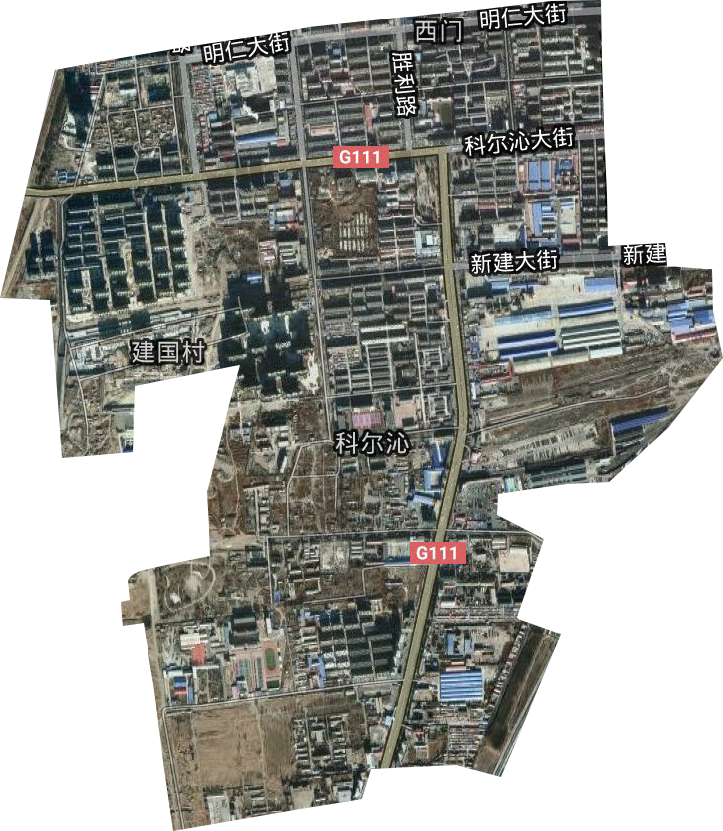科尔沁街道卫星图