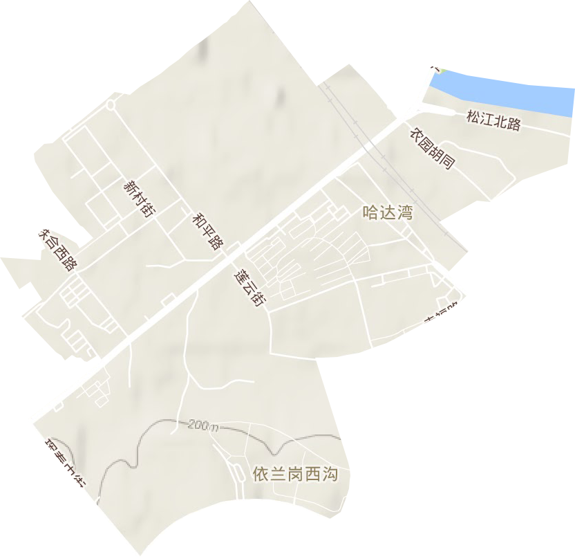 哈达湾街道地形图