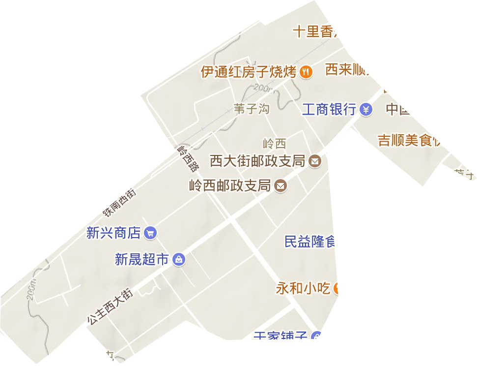 岭西街道地形图
