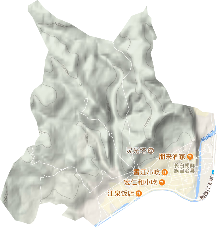 长白镇地形图