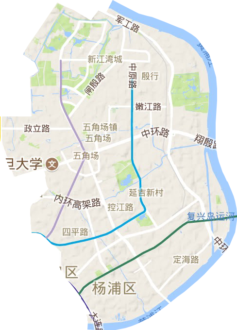 杨浦区地形图