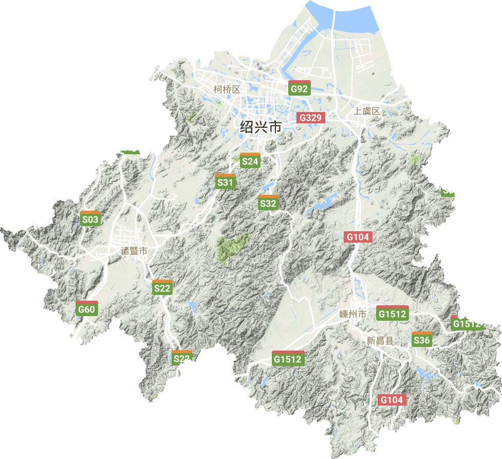 绍兴市地形图