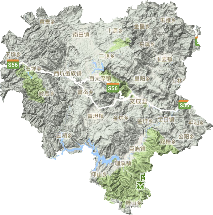 文成县地形图