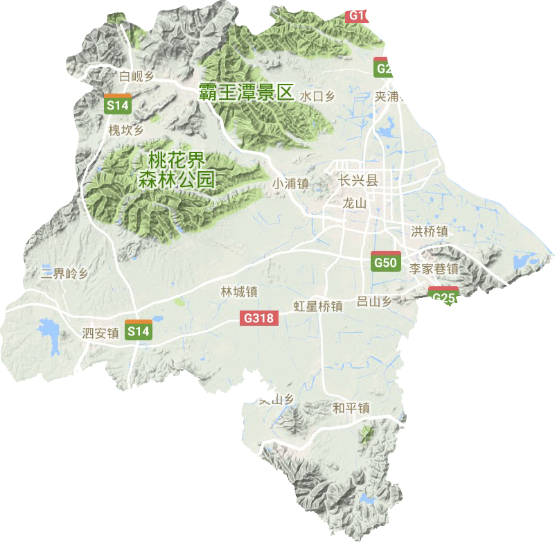 长兴县地形图