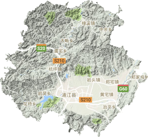 浦江县地形图