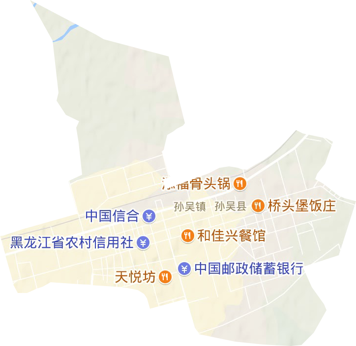 孙吴城区街道地形图