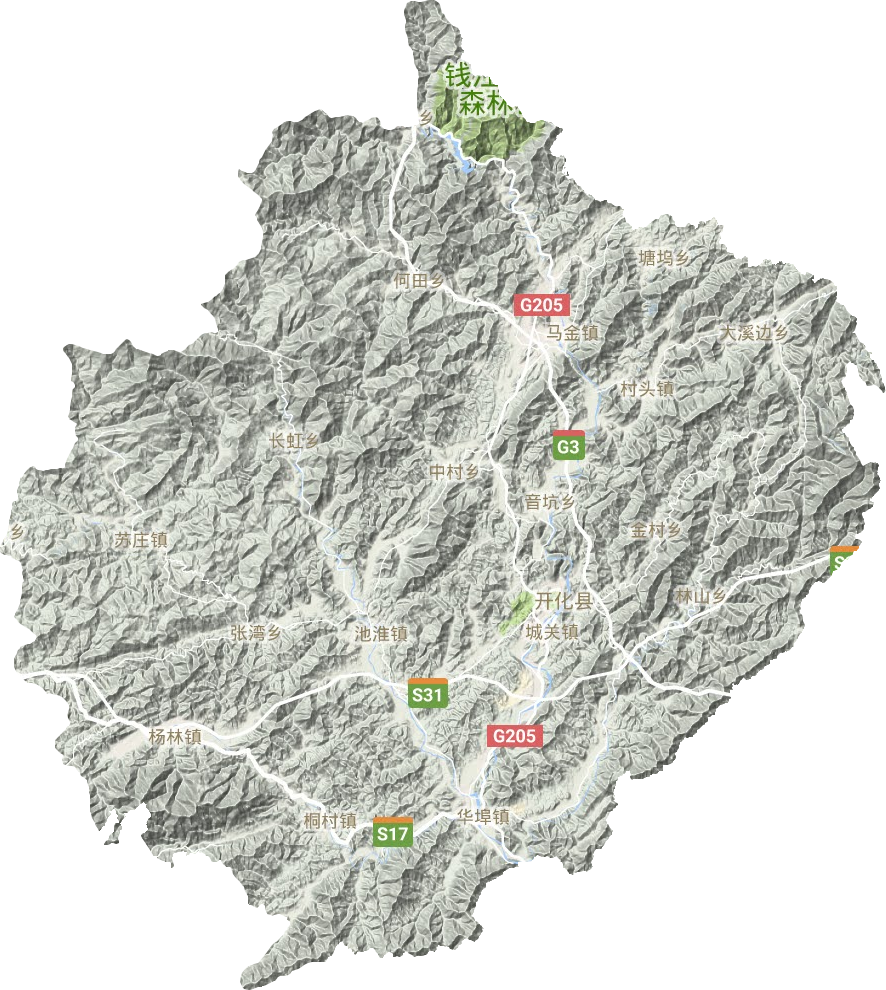 开化县地形图