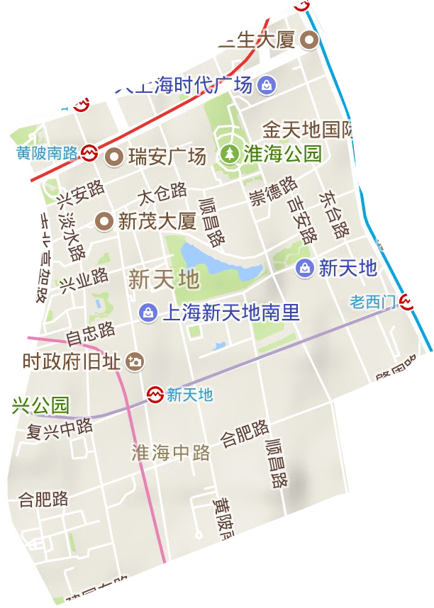 淮海中路街道地形图