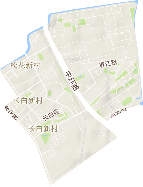 长白新村街道地形图
