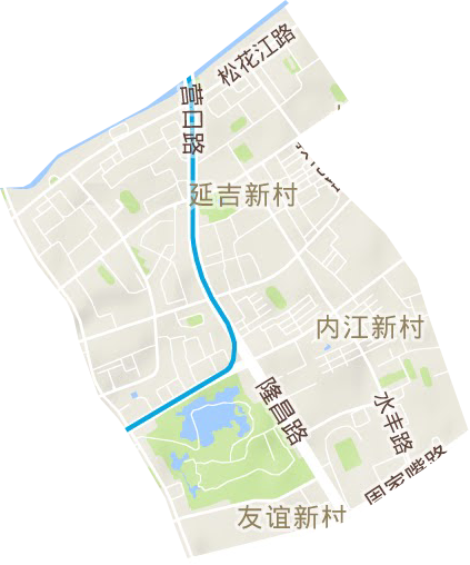 延吉新村街道地形图