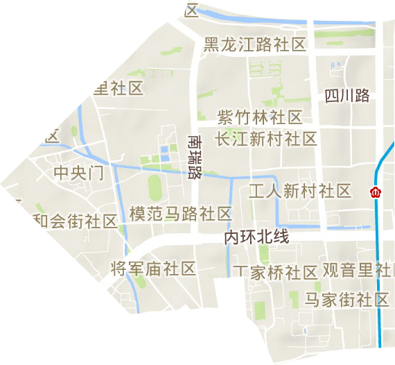 中央门街道地形图