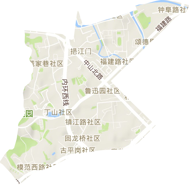 挹江门街道地形图