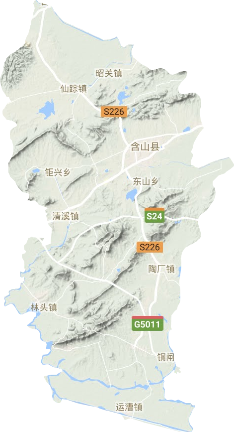 含山县地形图