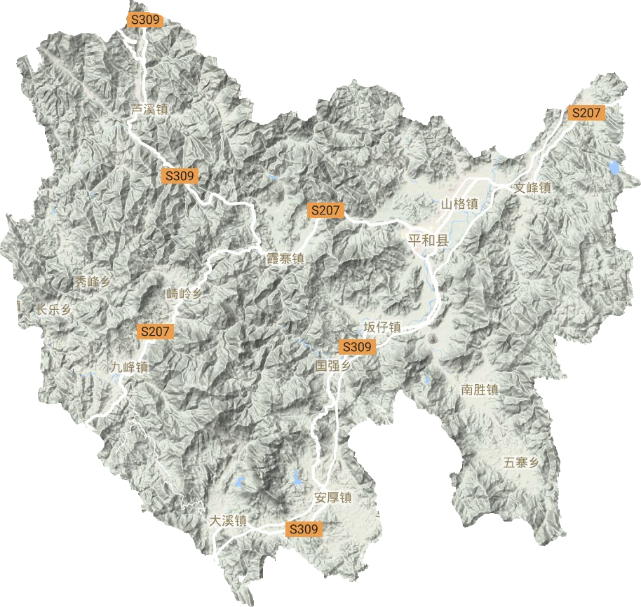 平和县地形图