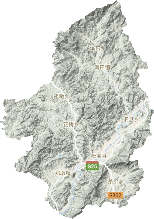 松溪县地形图