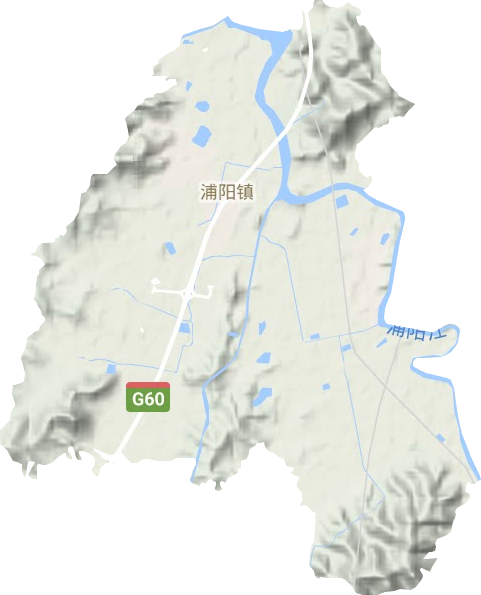 浦阳镇地形图