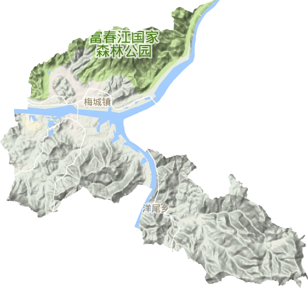 梅城镇地形图