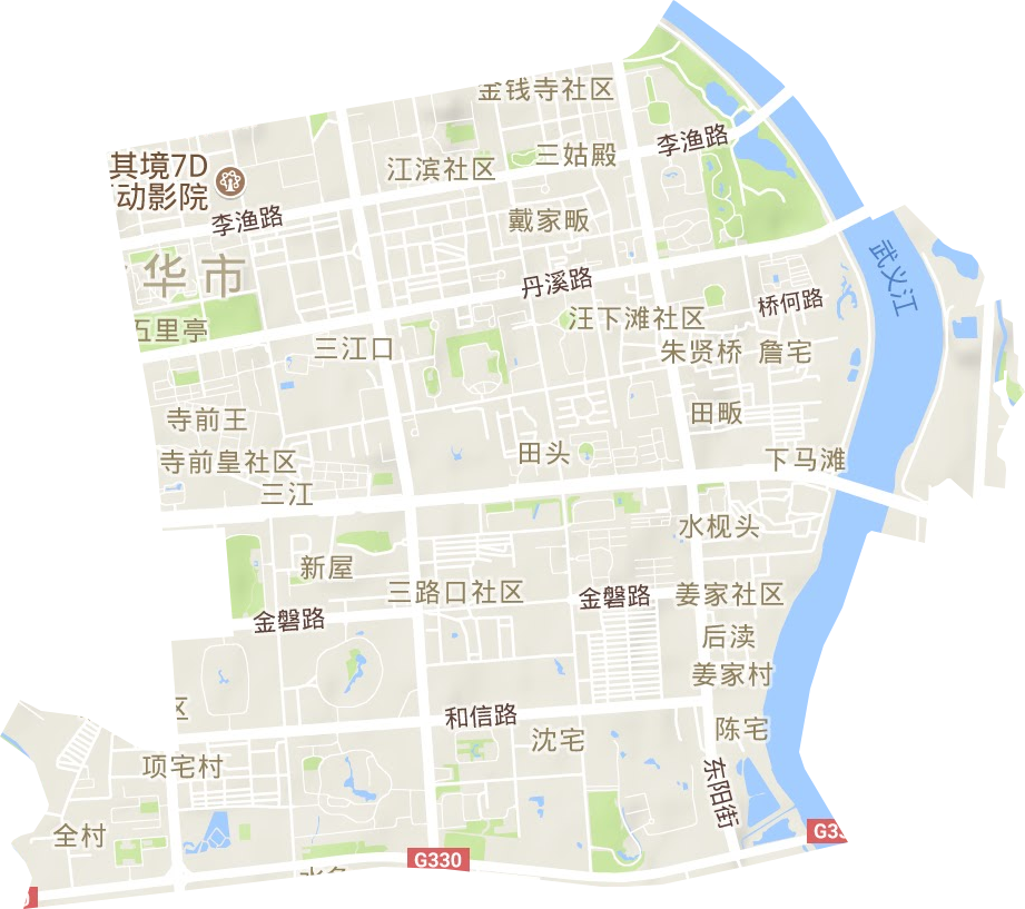 三江街道地形图
