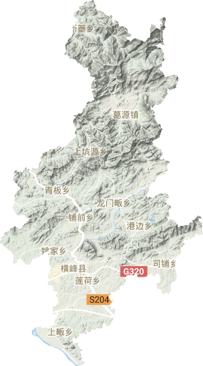 横峰县地形图