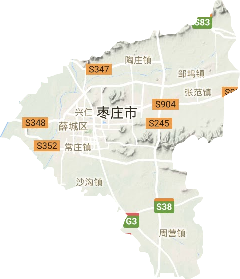 薛城区高清地形地图,薛城区高清谷歌地形地图