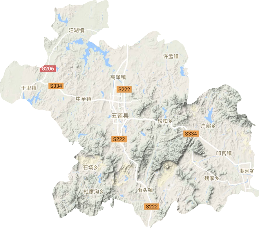 五莲县地形图