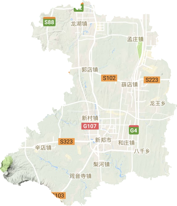 新郑市地形图