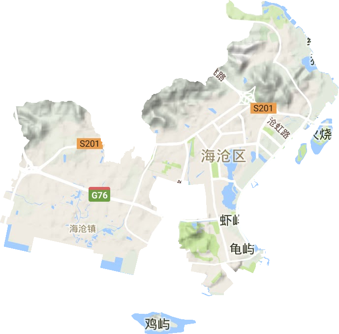 海沧街道地形图