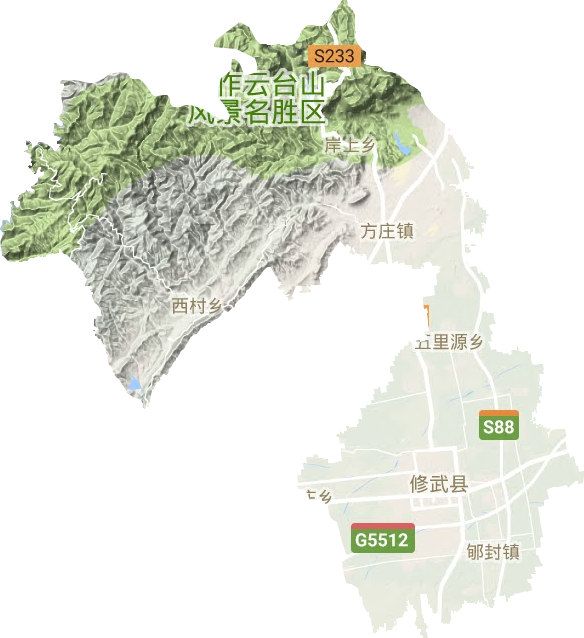 修武县地形图