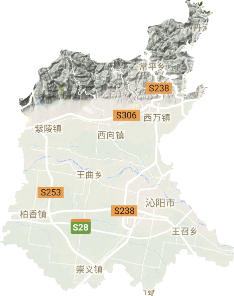 沁阳市地形图
