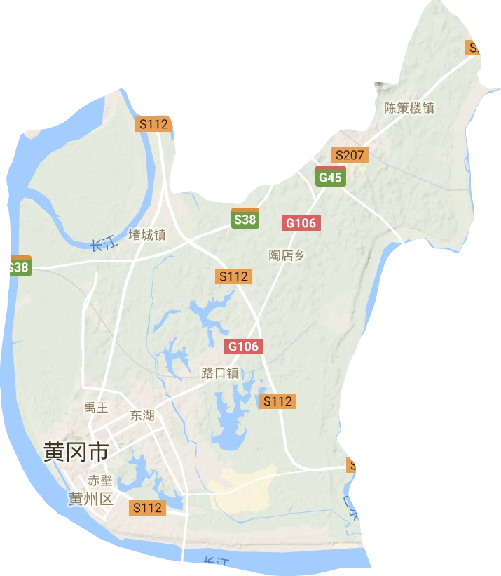 黄州区地形图