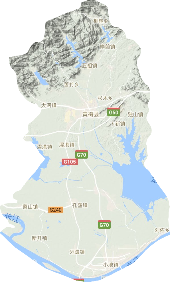 黄梅县地形图