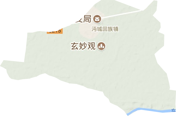 沔城回族镇地形图