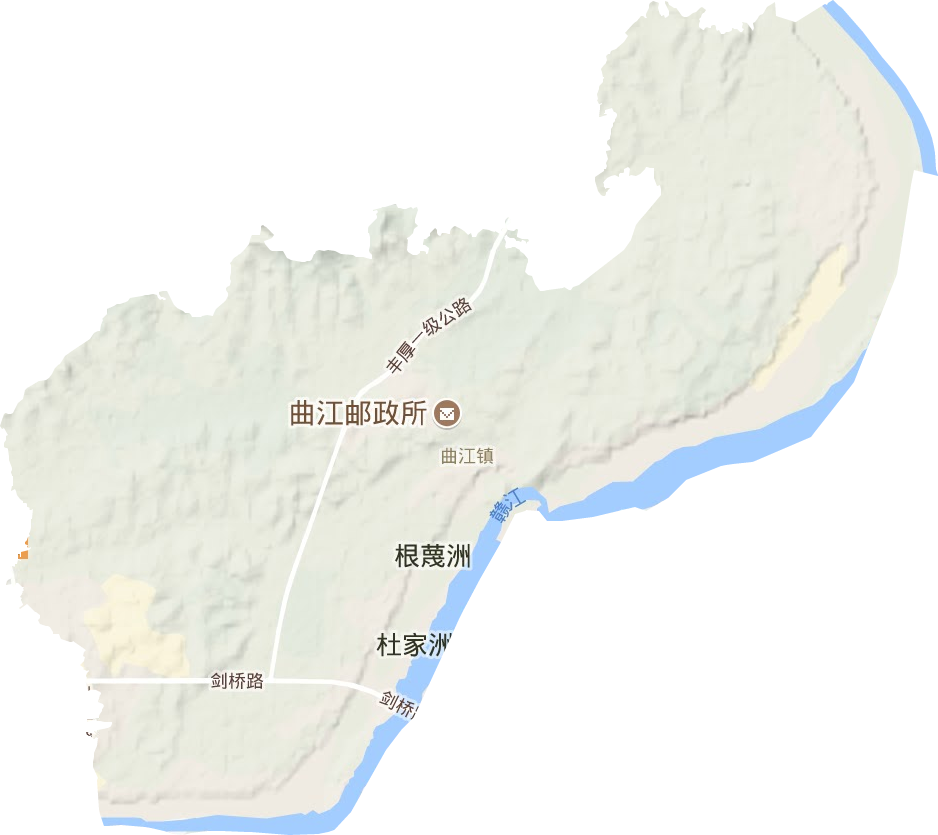 曲江镇地形图