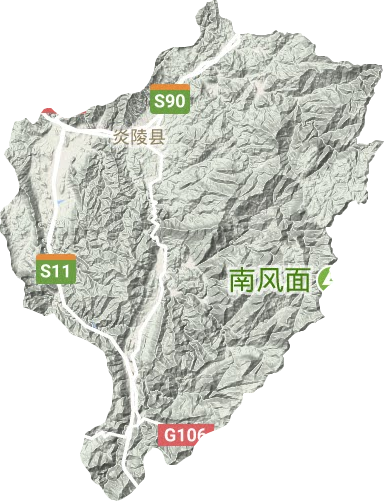 炎陵县地形图